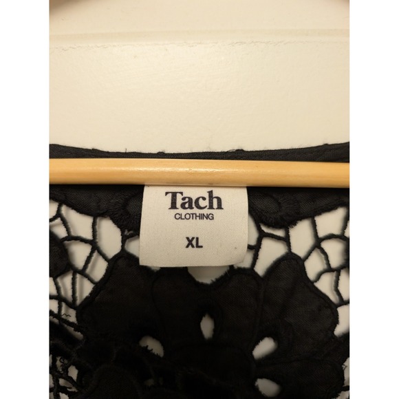 Tach Chacarita Midi Dress Black Lace 100% Linen Size XL Summer Resort Wear *READ - Picture 5 of 9